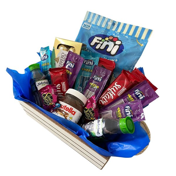Cesta Infantil Azul Fini e Chocolates