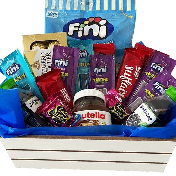 Cesta Infantil Azul Fini e Chocolates