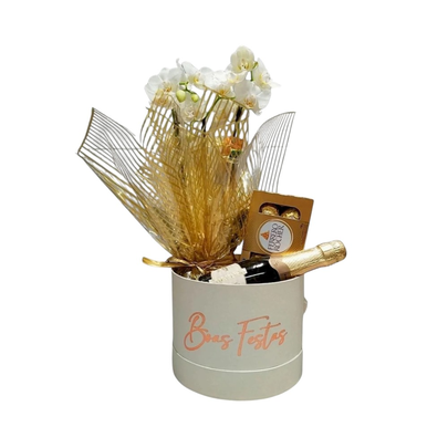Cesta Boas Festas Orquídea e Chandon