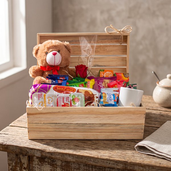 Cesta de Café Premium com Pelúcia