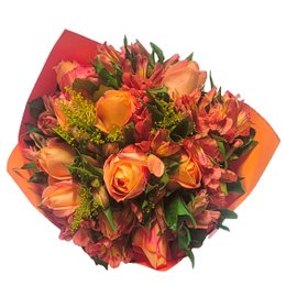 Imagem de Buquê de Rosas Laranja com 12 Botões