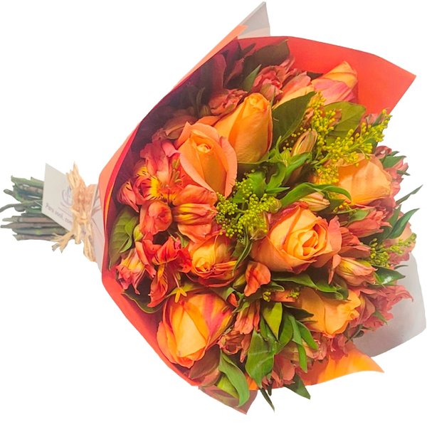 Buquê de Rosas Laranja com 12 Botões