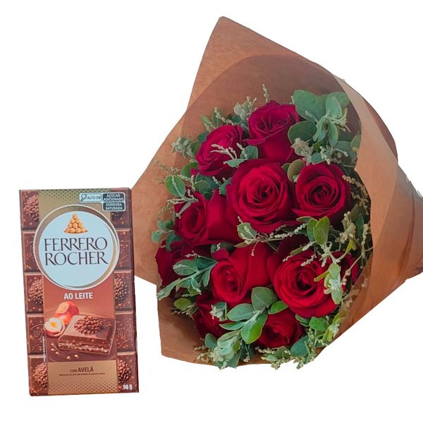 Buquê de Rosas Tradicional com Barra de Rocher