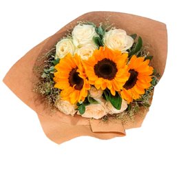 Imagem de Buquê Rosas com Girassol