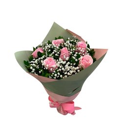 Imagem de Ramalhete Seis Rosas Cor de Rosa