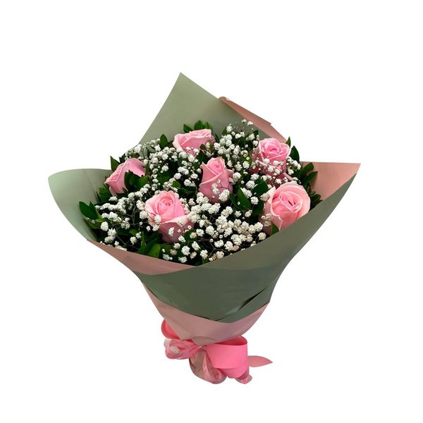 Ramalhete Seis Rosas Cor de Rosa