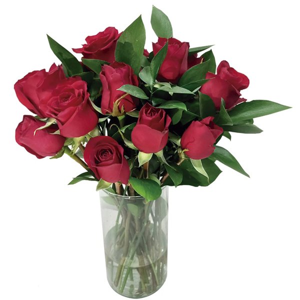 Arranjo de 20 Rosas Vermelhas com Folhagens