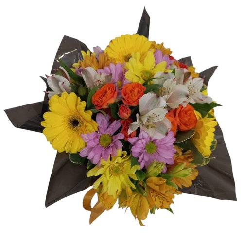 Wrapped Mixed Flower Bouquet