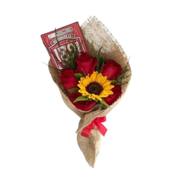 Imagem de Buquê com Rosas  e Girassol