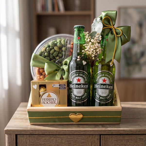 Cesta Com Cerveja Heineken Happy Hour Green 