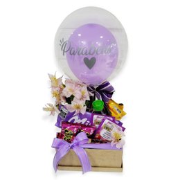 Imagem de Cesta Com Balão e Chocolates Comemore Lavanda