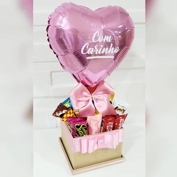 Cesta De Chocolates Sortidos Afeto Rosa 