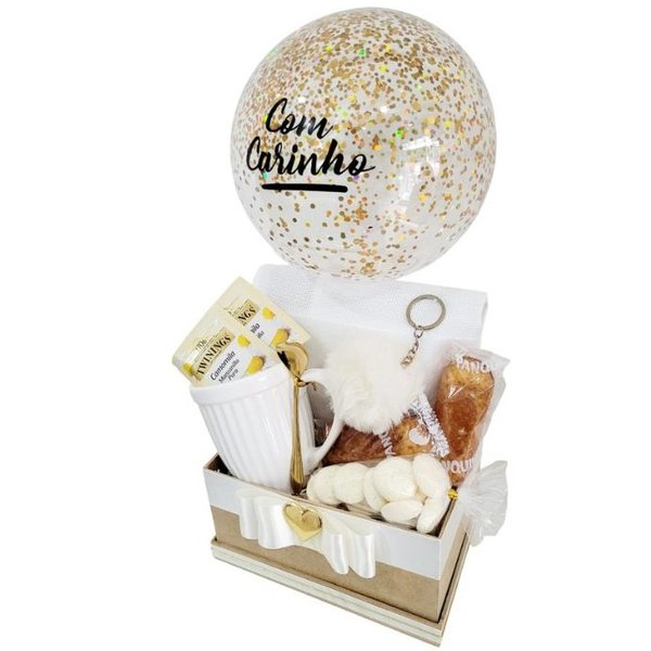 Cesta Bem-Estar Golden Com Balão E Caneca 