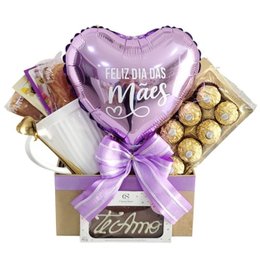Imagem de Cesta Dia Das Mães Lilás Com Ferrero Rocher E Balão 