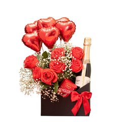 Imagem de Cesta Luxo com Rosas Vermelhas, Lindt e Chandon