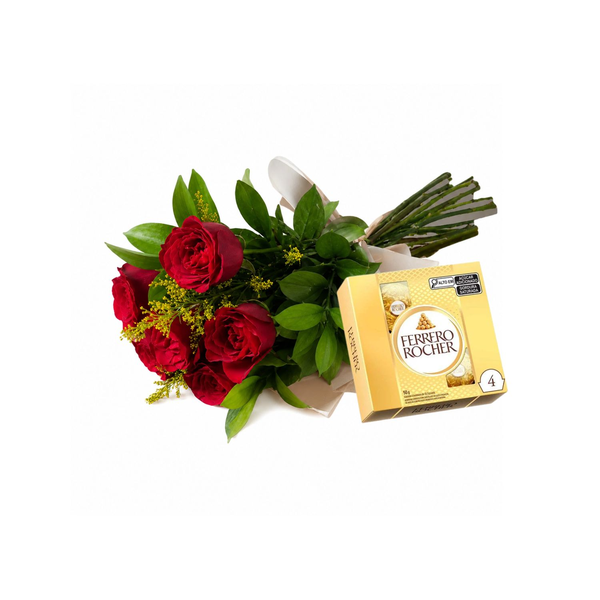 Buquê Romântico com Chocolate Ferrero Rocher