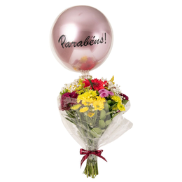 Imagem de Buquê Mix de Flores Lili com Balão