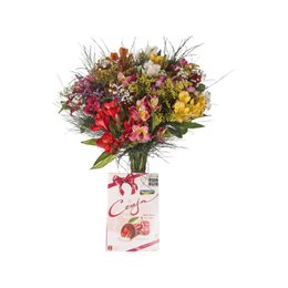 Imagem de Buquê de Flores Coloridas com Bombom de Cereja