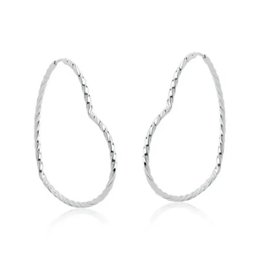 Imagem de Brinco de Argola Coração 3,5 CM - Prata 925