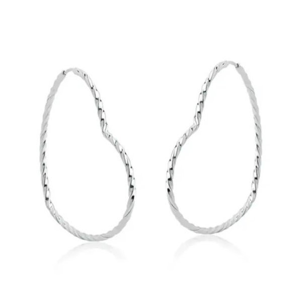 Brinco de Argola Coração 3,5 CM - Prata 925