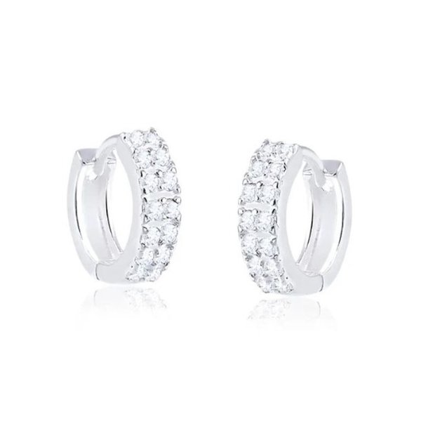 Brinco Argola Zircônia Branca - Prata 925