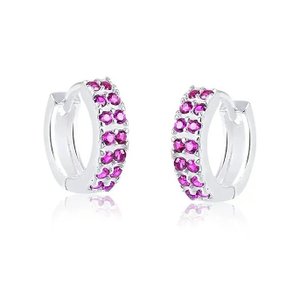 Imagem de Brinco de Argola Zircônia Rosa - Prata 925