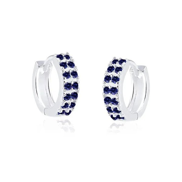 Brinco Argola Zircônia Azul - Prata 925
