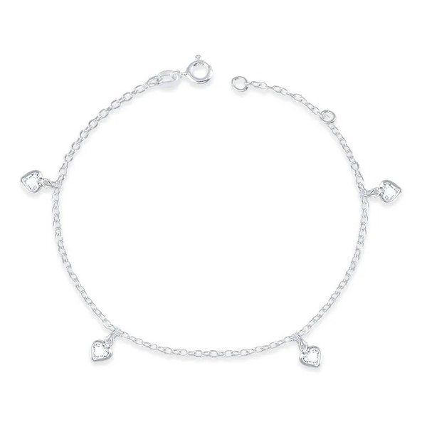 Pulseira Corações de Zircônia - Prata 925