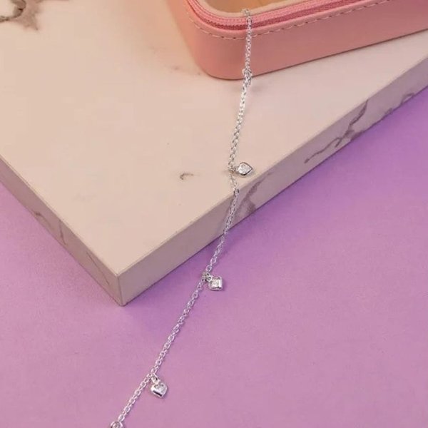 Pulseira Corações de Zircônia - Prata 925