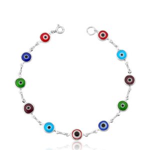 Imagem de Pulseira Olho Grego Colorida - Prata 925