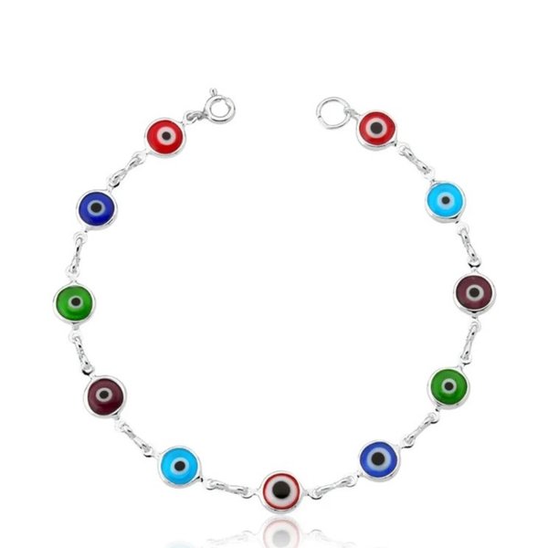 Pulseira Olho Grego Colorida - Prata 925