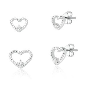 Imagem de Kit Dois Brincos Corações Vazados - Prata 925