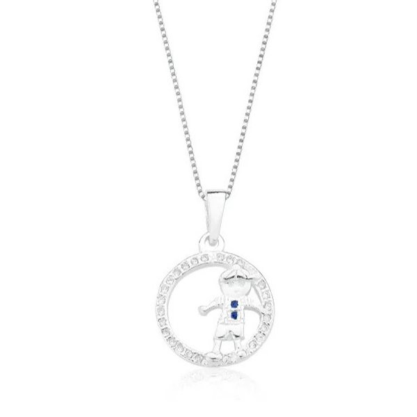 Colar de Prata Medalha Menino Brilhante