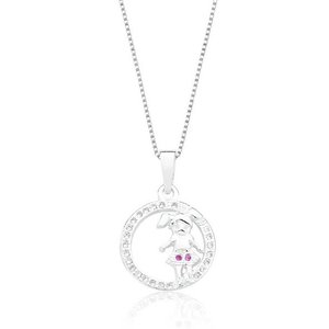 Imagem de Colar de Prata Medalha Menina Zircônia