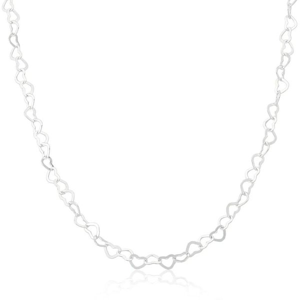 Corrente Elo Coração 45 CM - Prata 925