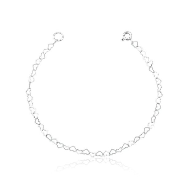 Pulseira Elos Corações - Prata 925