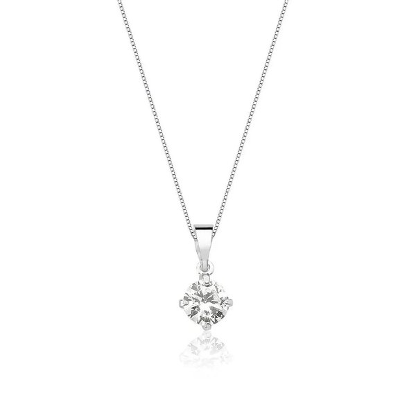 Colar de Prata 925 Ponto de Luz Redondo 6mm Brilhante