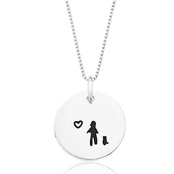 Colar de Prata Medalha Menina "Memories" 45cm