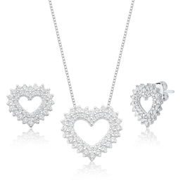 Imagem de Conjunto de Joias de Prata 925 Corações Cravejados