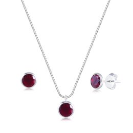 Imagem de Conjunto Colar e Brinco Zircônia Vermelha - Prata 925