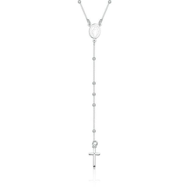 Colar de Prata Terço Nossa Senhora das Graças 45cm