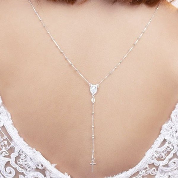 Colar de Prata Terço Nossa Senhora das Graças 45cm