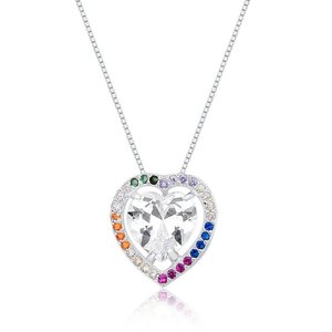 Imagem de Colar de Prata 925 Coração Zircônia Colorida