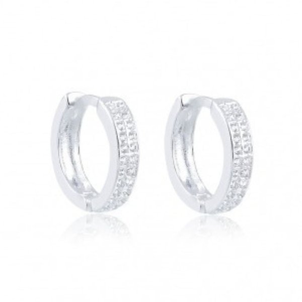 Brinco de Argola Prata 925 Zircônias Cravejadas