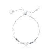 Pulseira de Prata Regulável Bolinhas e Pérola (1mm)