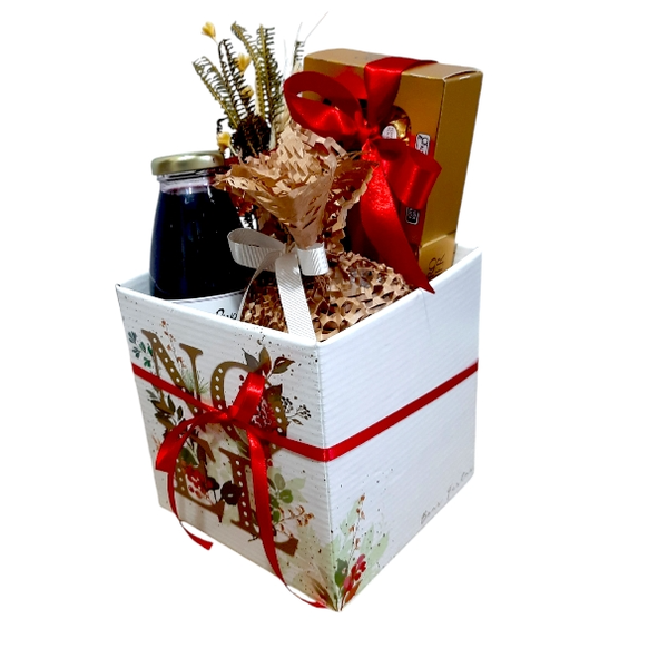 Cesta de Natalina Chocolate e Mini Chocotone  Natal 