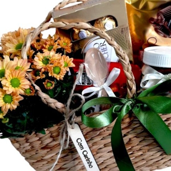 Sacola Floral com Mix de Chocolates 