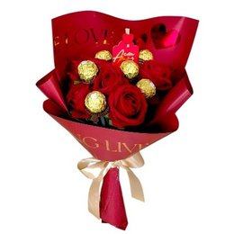 Imagem de Buquê de Bombons de Chocolate e Rosas Eternas 