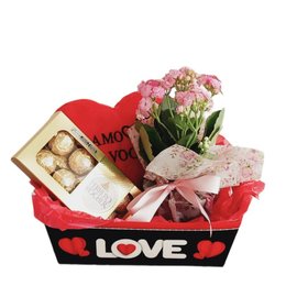 Imagem de Cesta com Kalanchoe, Ferrero e Pelúcia