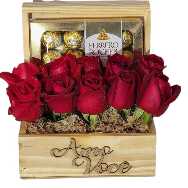 Cesta de Chocolate com Rosas Sedução